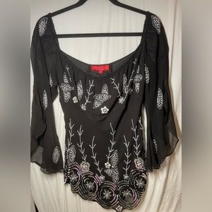 Black Sequin sheer Mini dress